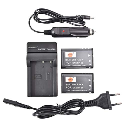 DSTE®（2 Pack） Ersatz Batterie und DC94E Reise Ladegerät Compatible für NP-90 Exilim EX-H10 EX-H15 EX-H20G EX-FH100 EX-FH100BK Digatal Kamera von DSTE