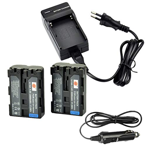 DSTE®（2 Pack） Ersatz Batterie und DC01E Reise Ladegerät Compatible für Sony NP-FM500H A200W A300 A300K A300X A350 A350H A350K A350X A450 A500 A550 A560 A580 A700 A700K A700P A700Z Alpha A99 II von DSTE