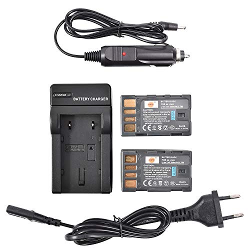 DSTE®（2 Pack）Ersatz Batterie und DC36E Reise Ladegerät Compatible für JVC BN-VF823U GS-TD1 GY-HM70U GY-HM100U GY-HM150U GZ-HMZ1U GZ-MG230 GZ-MG255 GZ-MG275 GZ-MG330 GZ-MG335 GZ-MG340 GZ-MG360 GZ-MG365 von DSTE