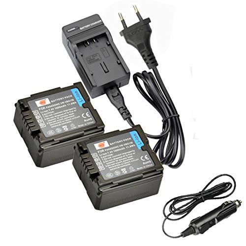 DSTE®（2 Pack）Ersatz Batterie und DC61E Reise Ladegerät Compatible für Panasonic VW-VBG130 AG-HMC150 HMC150P HMC150PJ HMC153MC HMC70 HMR10 HMR10A HDC-DX1 DX1-S DX1EG-S DX1GK DX3 HS100 von DSTE