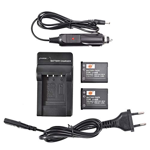 DSTE（2-Pack） Ersatz Batterie und DC83E Reise Ladegerät Compatible für Olympus Li-40B D-630 D-720 D-725 IR-300 FE-20 FE-150 FE-160 FE-190 FE-220 FE-230 FE-240 FE-250 FE-280 FE-290 FE-300 FE-320 FE-330 von DSTE