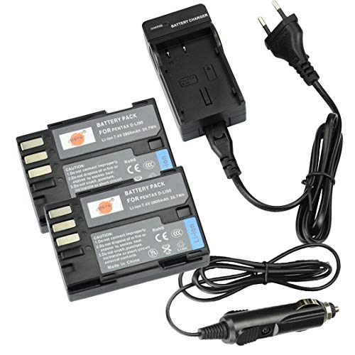 DSTE®（2 Pack） Ersatz Batterie und DC93E Reise Ladegerät Compatible für Pentax D-LI90 K-01 K-3 K-3II K-5 K-52K-5II K-5IIs K-7 K-7D645D 645Z Digatal Kamera von DSTE