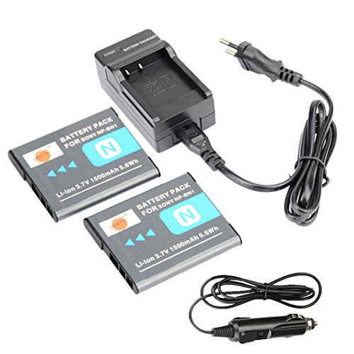 DSTE®（2 Pack） Ersatz Batterie und DC95E Reise Ladegerät Compatible für Sony NP-BN1 Cyber-Shot DSC-W510 DSC-W515PS DSC-W520 DSC-W530 DSC-W550 DSC-W560 DSC-W570 DSC-W580 DSC-W610 DSC-W620 DSC-W650 von DSTE