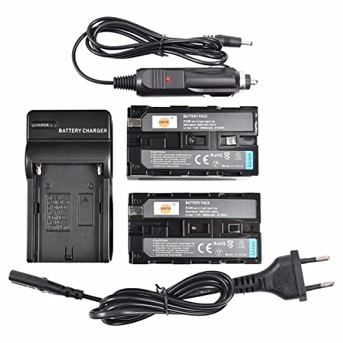 DSTE® 2-Pack Ersatz Batterie NP-F750 NP-F770 und DC01E Reise Ladegerät Compatible für Sony PT-176S CN-160 OE-160 LED Video Light von DSTE