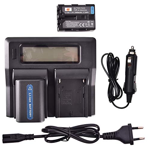 DSTE® 2 Pack Ersatz Batterie NP-FM55H + LCD Dual Ladegerät Compatible für Sony NP-FM50,NP-FM30,NP-FM51,NP-QM50,NP-QM51,CCD-TRV126,CCD-TRV128,CCD-TR208,CCD-TR408,CCD-TR748,CCD-TRV106 Kamera von DSTE