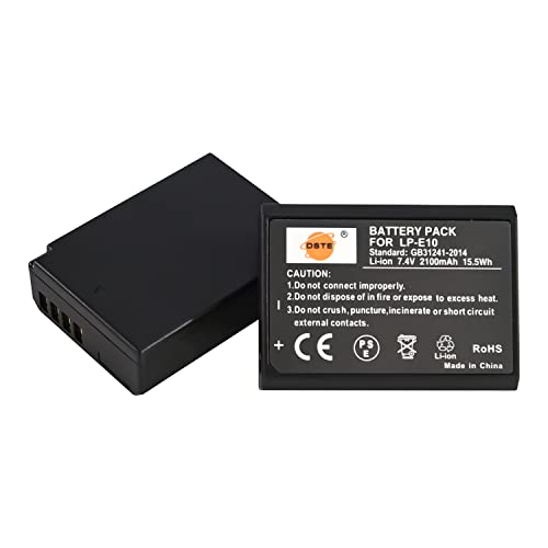 DSTE® 2X LP-E10 Wiederaufladbare Li-Ionen Batterie Akku für Canon EOS 1100D 1200D Rebel T3 T5 KISS X50 X70 Kamera von DSTE