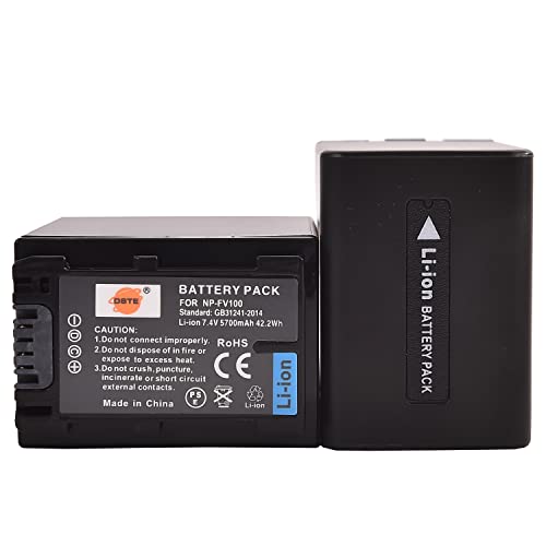 DSTE® 2X NP-FV100 Li-Ionen Akku für Sony DCR-SR15 DCR-SR21 DCR-SR68 DCR-SR88 HDR-CX105 HDR-CX110 HDR-CX115 HDR-CX130 HDR-CX150 HDR-CX155 HDR-CX160 HDR-CX190 HDR-CX200 von DSTE