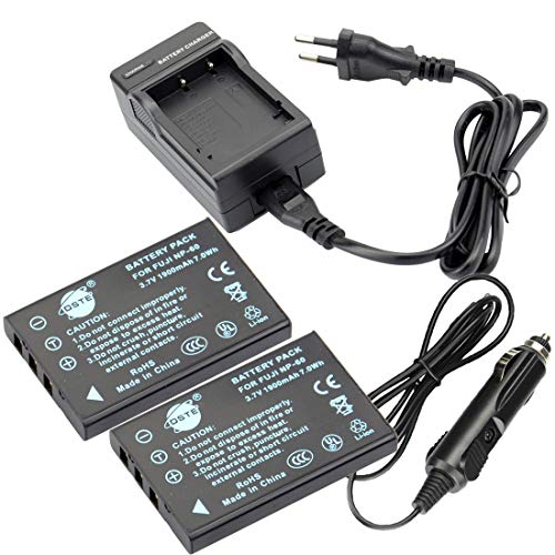 DSTE (2-Pack) Ersatz Batterie und DC29E Reise Ladegerät Compatible für Fujifilm NP-60 FinePix 50i 601 F401 Zoom F410 Zoom F601 Zoom M603 Zoom von DSTE