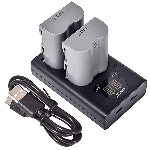 DSTE 2-Stücke Batterie Akku und 2-Kanäle Dual USB Quick Ladegerät Kit für Nikon EN-EL3E D30 D50 D70 D70S D80 D90 D100 D200 D300 D300S D700 von DSTE