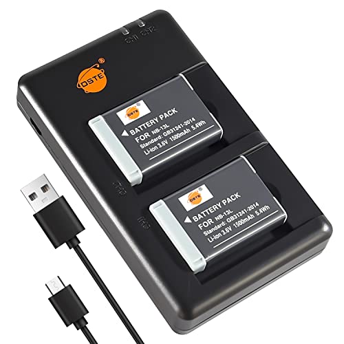 DSTE 2PCS NB-13L(1500mAh/3.6V) Batterie Ladegerät Compatible für Canon PowerShot SX740 HS,PowerShot G5X,G7X,G9X,G5 X Mark II,G7X Mark II,G9X Mark II,SX720 HS,SX620 HS Digital Kamera von DSTE