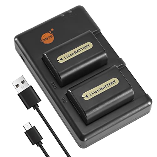 DSTE 2PCS NP-FH50(1200mAh/7.4V) Batterie Ladegerät Compatible für Sony DSLR-A230,DSLR-A290,DSLR-A330,DSLR-A380,DSLR-A390,DSC-HX1,DSC-HX100V,DSC-HX200V,HDR-TG5V,HDR-TG1E,HDR-TG3,HDR-TG5,HDR-TG7 Kamera von DSTE