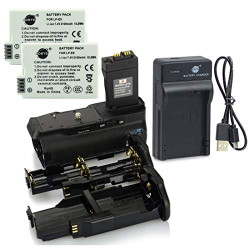 DSTE BG-E8 Batteriegriff + 2X LP-E8 Batterie + USB Ladegerät Kompatibel für Canon EOS 550D 600D 650D 700D Rebel T2i T3i T4i T5i von DSTE