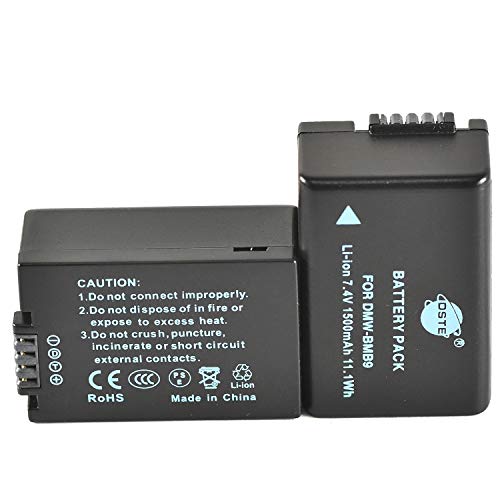 DSTE DMW-BMB9 DMW-BMB9E (1500mAh/7.4V) Akku kompatibel mit Panasonic Lumix DMC-FZ40, DMC-FZ47, DMC-FZ48, DMC-FZ60, DMC-FZ62, DMC-FZ70, DMC-FZ72, DMC-FZ100, DMC-FZ150, 2 Stück von DSTE Electron