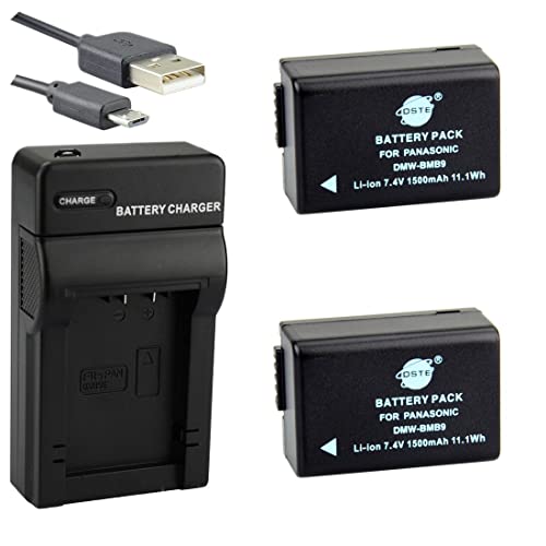 DSTE DMW-BMB9 Li-Ionen Batterie (2-Pack) und Micro USB Ladegerät Kompatibel für Panasonic Lumix DMC-FZ40 DMC-FZ45 DMC-FZ47 DMC-FZ48 DMC-FZ60 DMC-FZ62 DMC-FZ70 DMC-FZ72 DMC-FZ80 DMC-FZ100 DMC-FZ150 von DSTE