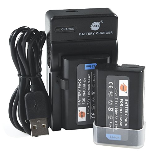 DSTE EN-EL1 Li-Ionen Batterie (2-Pack) und Micro USB Ladegerät Anzug Kompatibel für Nikon Cooipix 4300 4500 4800 5400 5700 775 8700 880 885 995 E880 von DSTE