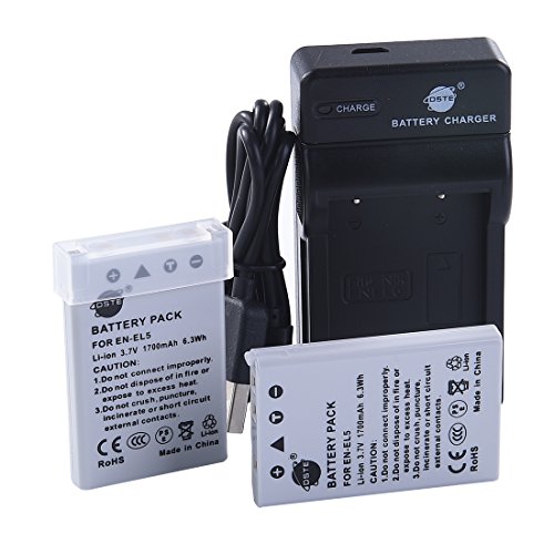 DSTE EN-EL5 Li-Ionen Batterie (2-Pack) und Micro USB Ladegerät Anzug Kompatibel für Nikon Coolpix P510 P520 P530 P5100 P6000 S10 P3 P4 P80 P90 P100 P500 von DSTE