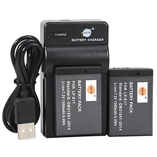 DSTE LP-E17 Li-Ionen Batterie (2-Pack) und Micro USB Ladegerät Anzug Kompatibel für Canon EOS R10 M3 750D 760D 8000D Kiss X8i Rebel T6i T6s R10 von DSTE