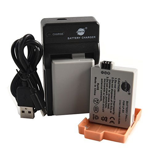 DSTE LP-E5 Li-Ionen Batterie (2-Pack) und Micro USB Ladegerät Kompatibel für Canon EOS 450D 500D 1000D Kiss F X2 X3 Rebel XS XSi T1i von DSTE