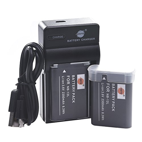 DSTE NB-12L Li-Ion-Akku (2er-Pack) und USB-Ladegerät, kompatibel mit Canon LEGRIA Mini X PowerShot N100 PowerShot G1 X Mark II von DSTE