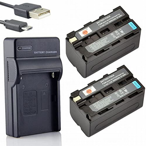 DSTE NP-F750 Li-Ionen Batterie (2-Pack) und Micro USB Ladegerät Anzug kompatibel mit Sony CCD-SC5 CCD-TRV80PK DCR-TRV820 CCD-SC55 von DSTE