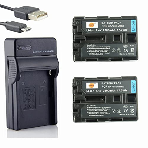 DSTE NP-FM50 Li-Ion-Akku (2 Stück) und USB-Ladegerät, kompatibel mit Sony NP-FM30, NP-FM50, NP-FM51, NP-QM50, NP-QM51, NP-FM55H von DSTE
