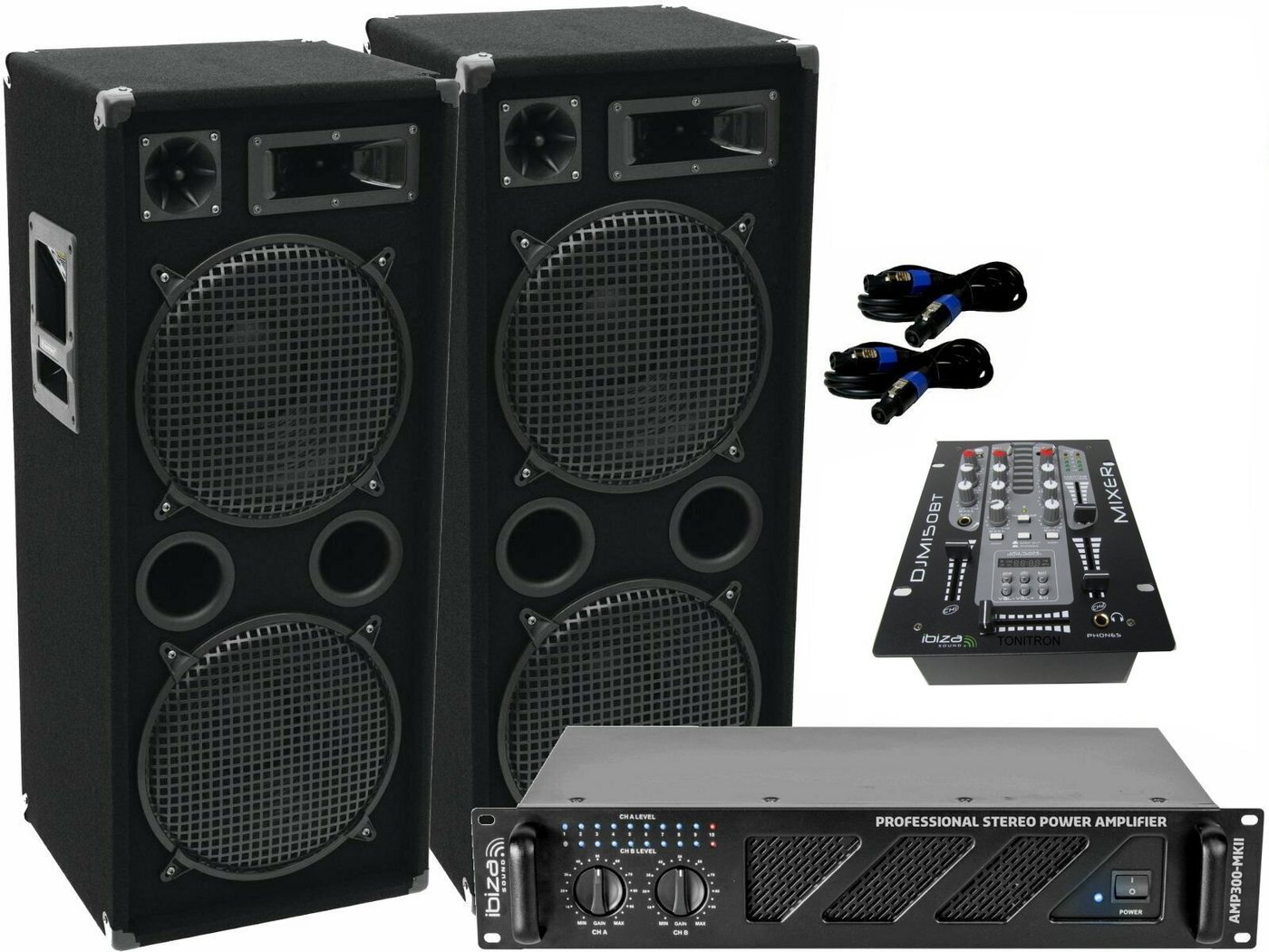 DSX Das PA-SET 75 Bluetooth Anlage 3wege 30cm Bass Musikanlage 3000 Watt Stereo Party-Lautsprecher (3000 W, DSP) von DSX