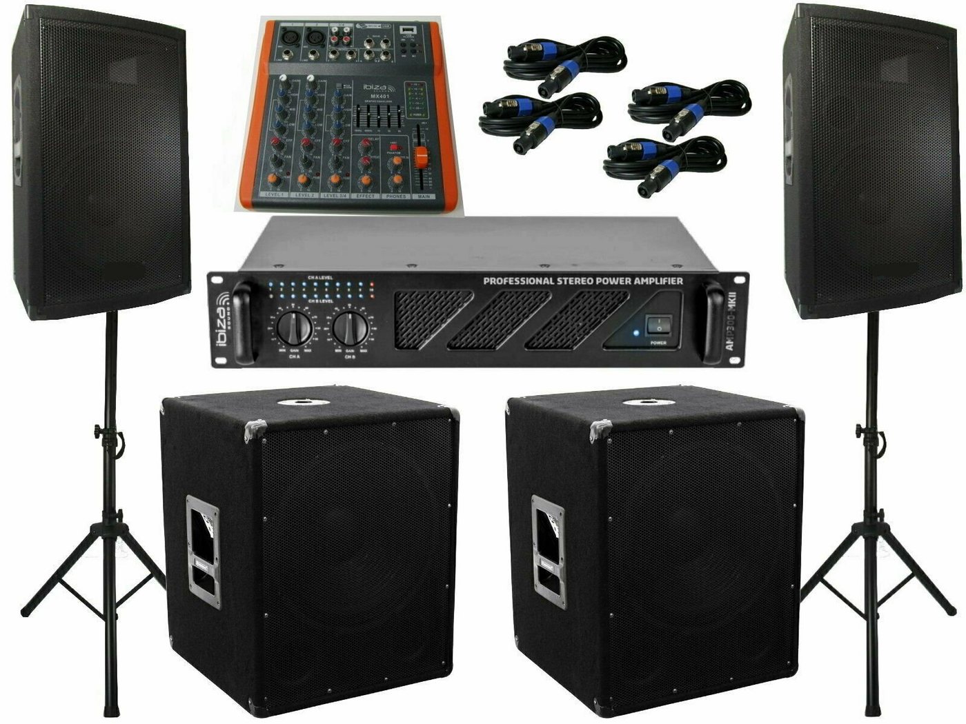 DSX Das PA Set DJ 3Wege 25 cm Boxen Stativ 38 cm Subwoofer Musiker 3040W 2 Lautsprecher (1400 W) von DSX
