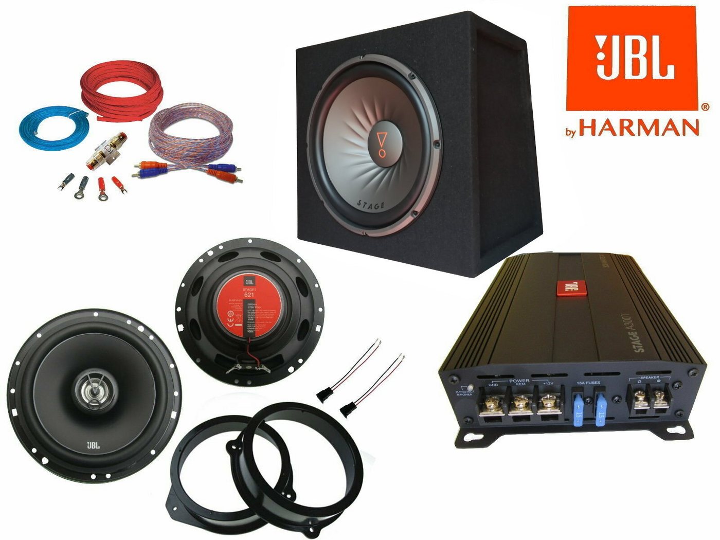 DSX JBL Set für Audi A3 8P Lautsprecher Subwoofer Verstärker Kabel Auto-Lautsprecher (1455 W) von DSX