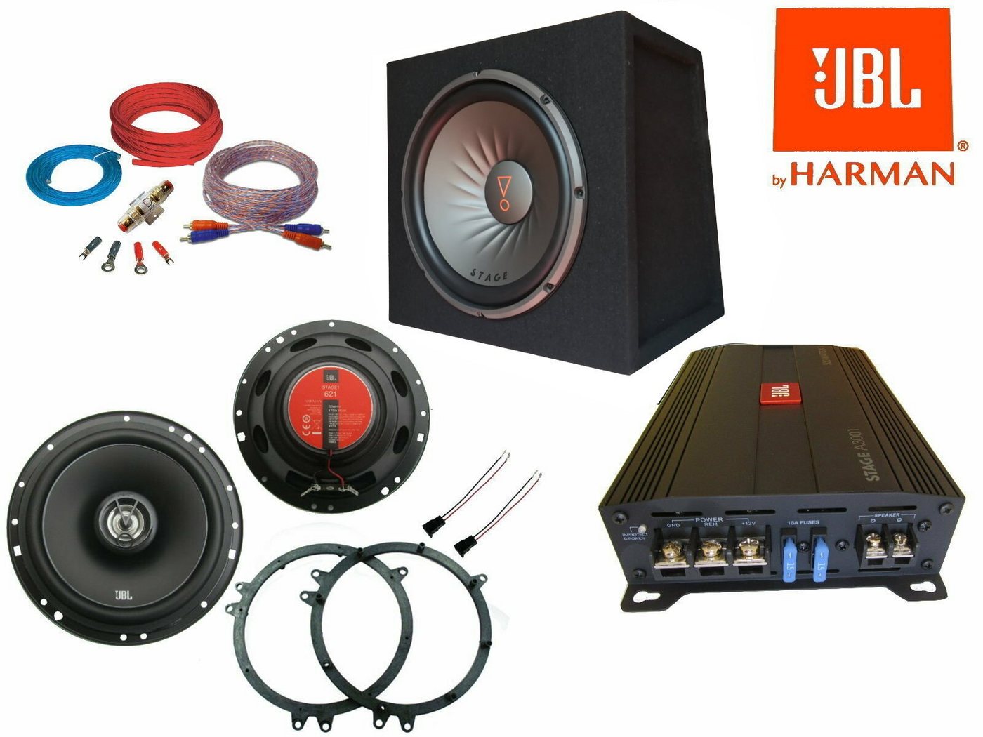 DSX JBL Set für Audi TT 8N Lautsprecher Subwoofer Verstärker Kabel Auto-Lautsprecher (1455 W) von DSX