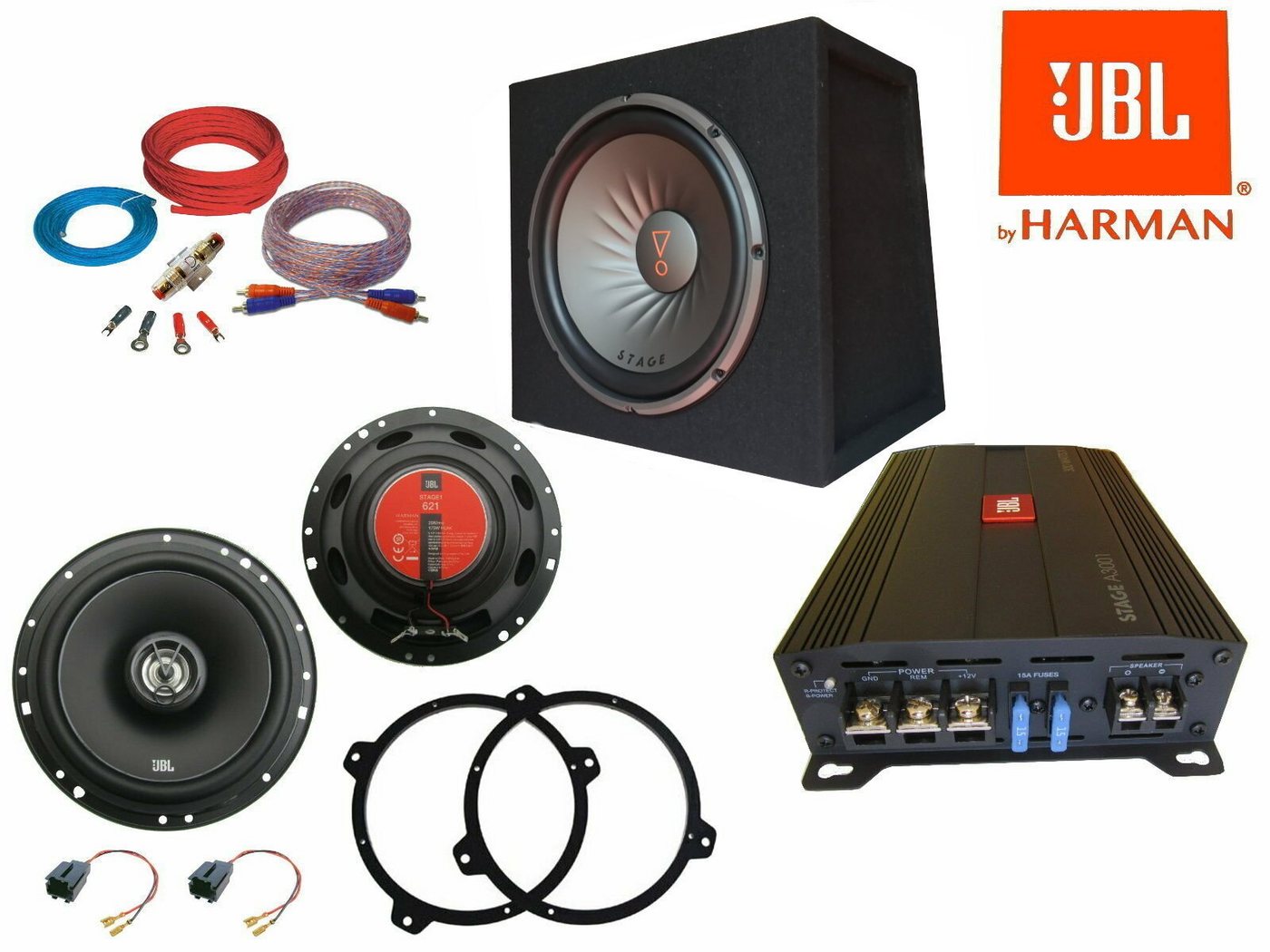 DSX JBL Set für BMW 3er E46 Lautsprecher Subwoofer Verstärker Kabel Auto-Lautsprecher (900 W) von DSX