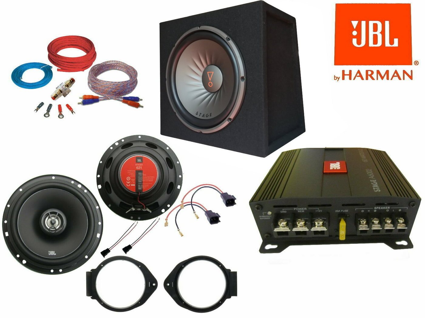 DSX JBL Set für Opel Astra K Lautsprecher Subwoofer Verstärker Kabel Auto-Lautsprecher (1450 W) von DSX