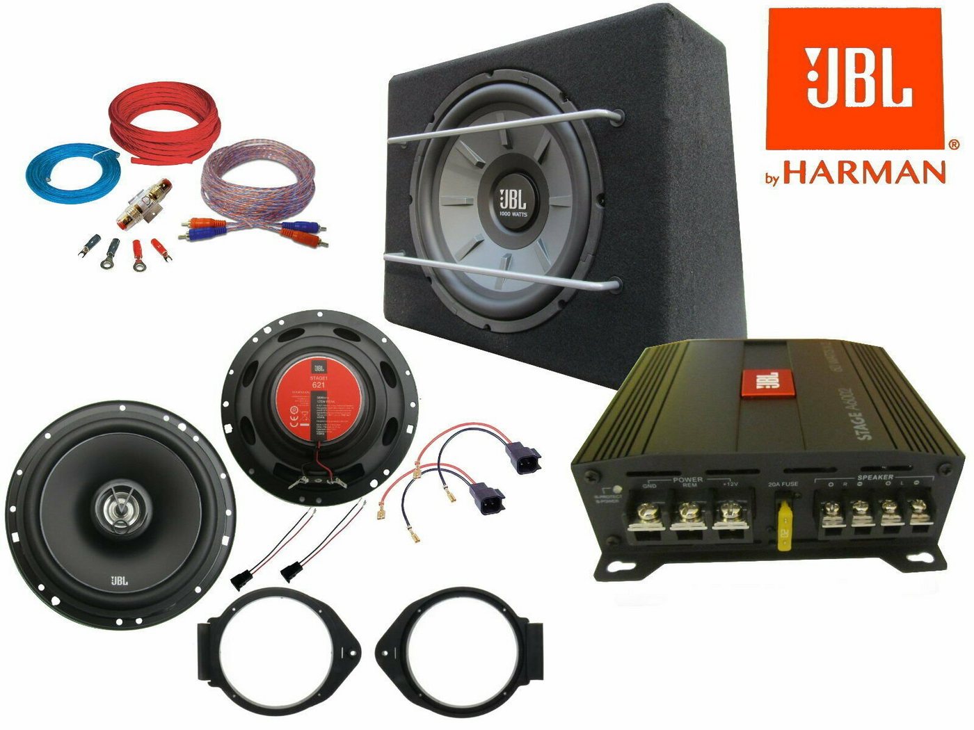 DSX JBL Set für Opel Karl Lautsprecher Subwoofer Verstärker Kabel Auto-Lautsprecher (1450 W) von DSX