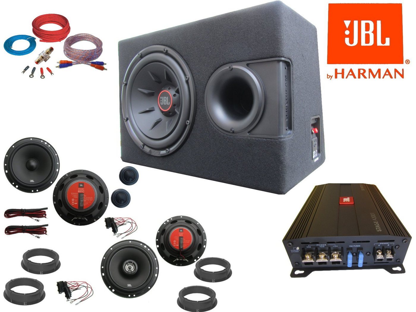 DSX JBL Set für VW Golf 7 Boxen Tür Subwoofer Verstärker Kabel Auto-Lautsprecher (345 W) von DSX