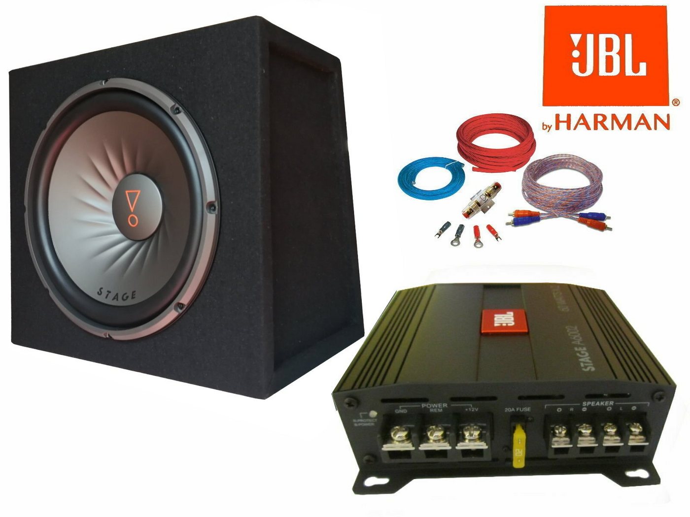 DSX JBL Stage 1600 Watt Basspaket Subwoofer Verstärker Set Kabelset Auto-Lautsprecher von DSX