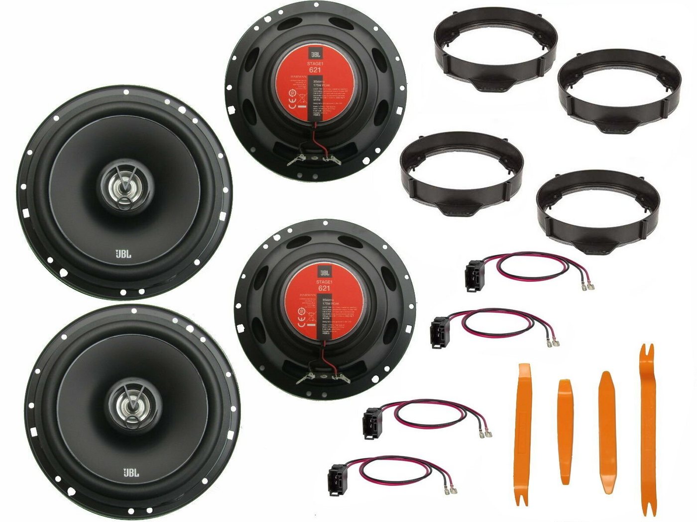 DSX JBL für Mercedes A Klasse W176 Bj 12-18 Boxen Set Tür vorne + Heck Büg Auto-Lautsprecher (70 W) von DSX