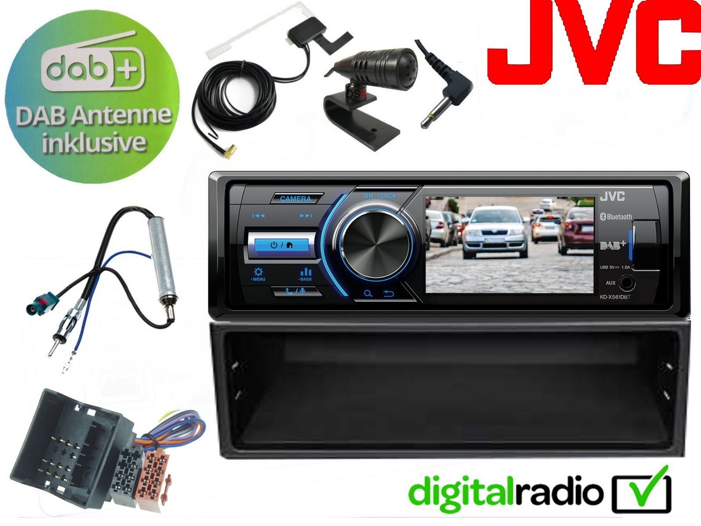DSX JVC TFT Bluetooth DAB+ USB Radio für VW Golf 4 Autoradio (Digitalradio (DAB), 45 W) von DSX