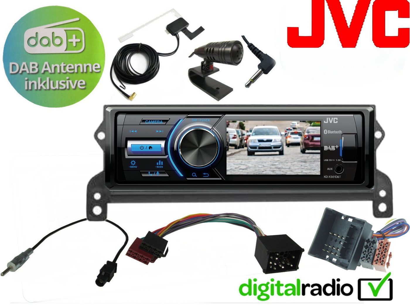 DSX JVC TFT USB Radio passend für Mini R50 R52 R53 One Autoradio (Digitalradio (DAB), 45 W) von DSX