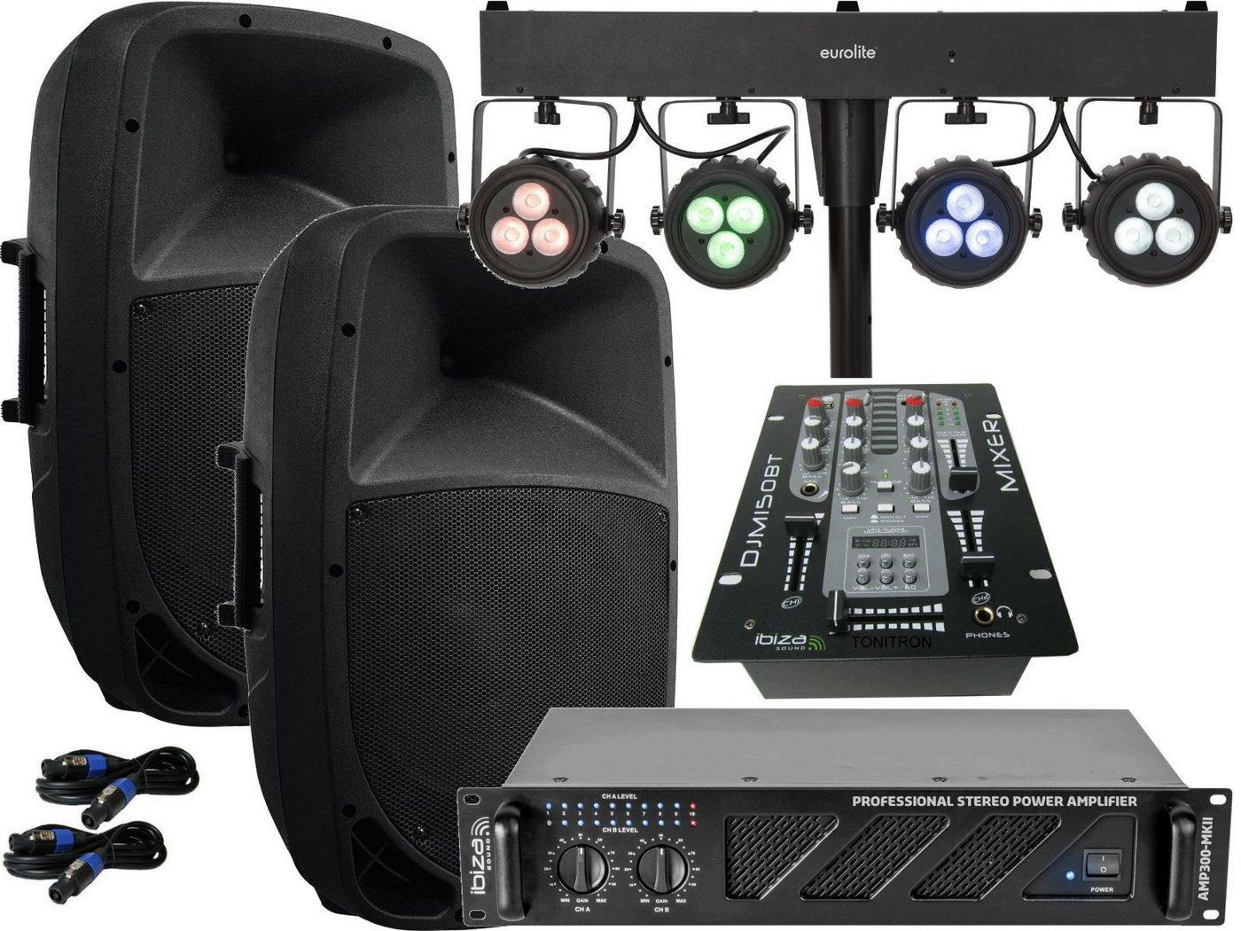 DSX Pa Anlage Verstärker DJ 2 Wege 38 cm Boxen USB LED Light Bar Party-Lautsprecher von DSX