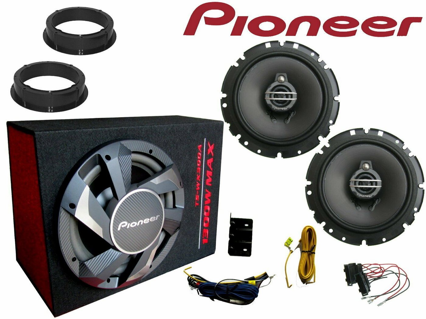 DSX Pioneer für VW Polo 9N 2001 - 2009 Aktiv Subwoofer Set Vorn 1600 W Auto-Lautsprecher (390 W) von DSX