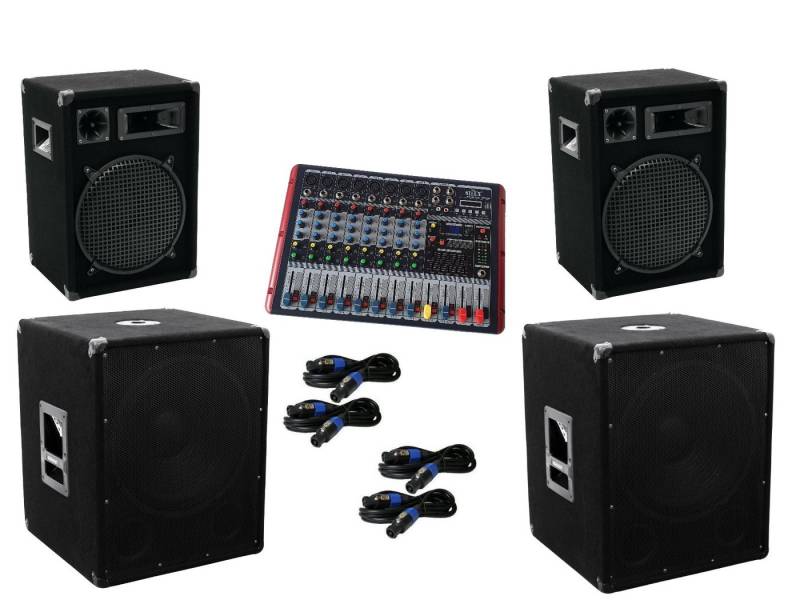 DSX Powermixer Musik Anlage 3 Wege Boxen Subwoofer 2900 W Party-Lautsprecher (1400 W) von DSX