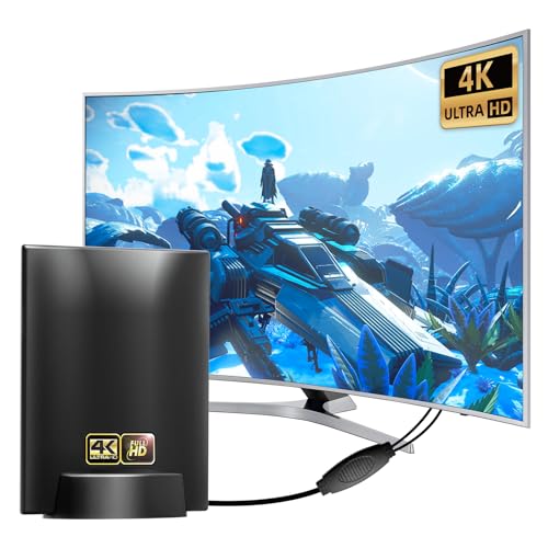 DVB/DVBT2 Antenne - Zimmerantenne für Fernseher mit Verstärker, 600km Reichweite 360° Empfang - VHF/UHF/DAB Antenne Mit Magnetfuß, Signalqualität durch ALU-Kern - Alle TV-Geräte DVB/DVBT2 Antenne - Zimmerantenne für Fernseher mit Verstärker, 600km Reichweite 360° Empfang - VHF/UHF/DAB Antenne Mit Magnetfuß, Signalqualität durch ALU-Kern - Alle TV-Geräte von DTB TECH