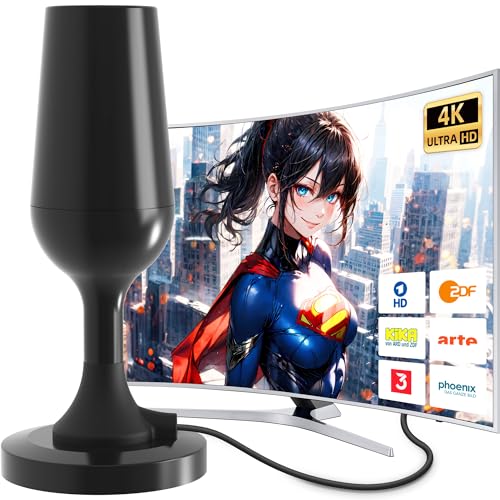 DVB-T/DVB-T2 Antenne - zimmerantenne für Fernseher DVB-T & DVB-T2, Großer Reichweite und 360° Empfang, dab antenne mit Starkem Magnetfuß, Geeignet für 4K 1080p & Alle TV-Geräte - DVB-T/DVB-T2 Antenne - zimmerantenne für Fernseher DVB-T & DVB-T2, Großer Reichweite und 360° Empfang, dab antenne mit Starkem Magnetfuß, Geeignet für 4K 1080p & Alle TV-Geräte - von DTB TECH