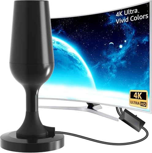 DVBT2 Antenne mit Verstärker Innen Antenne, 420KM Großer Reichweite und 360° Empfang - HDTV Zimmerantenne für Fernseher mit Starkem Magnetfuß - Unterstützt 4K 1080P - Alle TV-Geräte DAB/UHF/VHF von DTB TECH