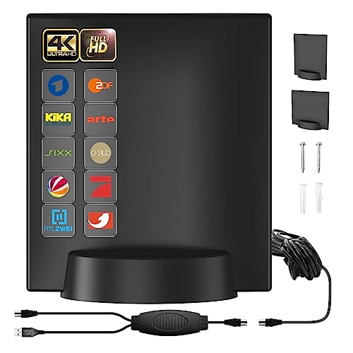 dvbt2 antenn, Radio Antenna, tv Antenna Indoor, Zimmerantenne für Fernseher mit Verstärker,VHF/UHF/DAB Antenne Mit Magnetfuß, Signalqualität durch ALU-Kern - Alle TV-Geräte360°-Empfang dvbt2 antenn, Radio Antenna, tv Antenna Indoor, Zimmerantenne für Fernseher mit Verstärker,VHF/UHF/DAB Antenne Mit Magnetfuß, Signalqualität durch ALU-Kern - Alle TV-Geräte360°-Empfang von DTB TECH