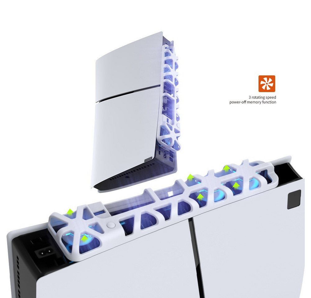 DTC GmbH Gehäuselüfter PS5 Slim-Konsolenkühler mit RGB-Beleuchtung, Intelligente Temperaturkontrolle, geräuschlose Wärmeableitung von DTC GmbH