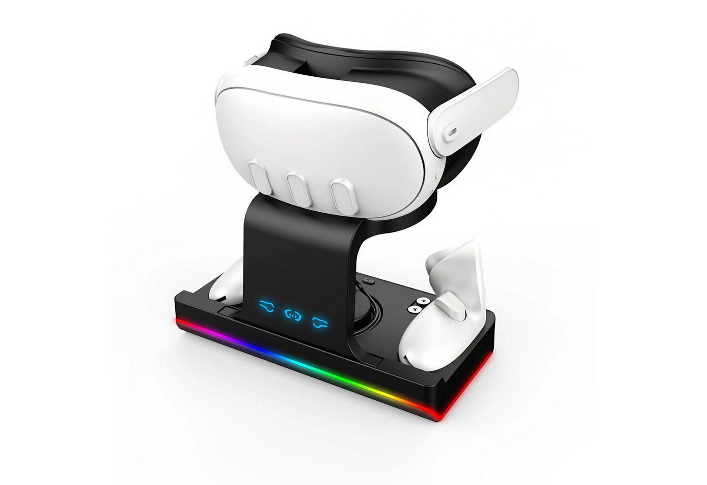 DTC GmbH Meta Quest 3 VR-Ladestation, Virtual-Reality-Brille (kabelloser Ladeständer mit RGB-Licht Virtual-Reality-Brille) von DTC GmbH