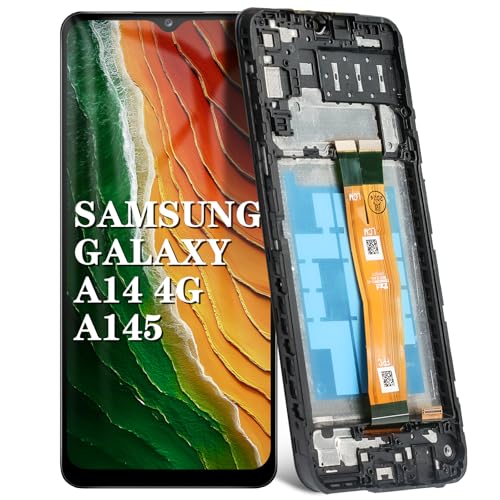 DTD 6,6 Zoll Schwarz + Rahmen LCD Bildschirm für Samsung Galaxy A14 4G SM-A145P SM-A145R LCD Display Touchscreen Digitizer Bildschirm Komplett LCD Touch Montage von DTD