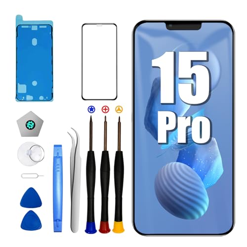 DTD iPhone 15 Pro LCD Bildschirm Ersatz 6,1 Zoll LCD Bildschirm 1:1 Auflösung für iPhone 15 Pro LCD Display Digitizer mit Reparaturwerkzeuge für 15 Pro von DTD