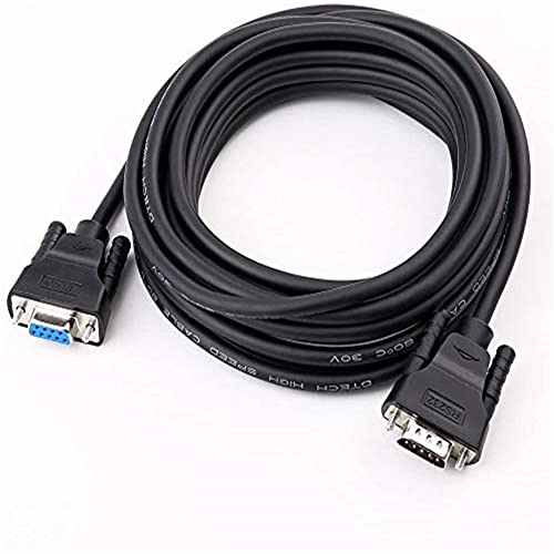 DTECH DB9 RS232 Serielles Kabel Stecker-Buchse-Nullmodemkabel Volle Handshake 7-Draht-Frequenzweiche für die Datenkommunikation (5 m, schwarz) von DTECH