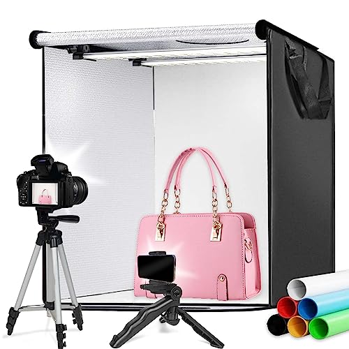 DTESL 24x24 Photo Light Box Professional Portable Photo Studio Photo Light Studio Photo Tent Light Box 6 Color Backdrops, Foldable Picture Lightbox (24x24 Photo Box) von DTESL